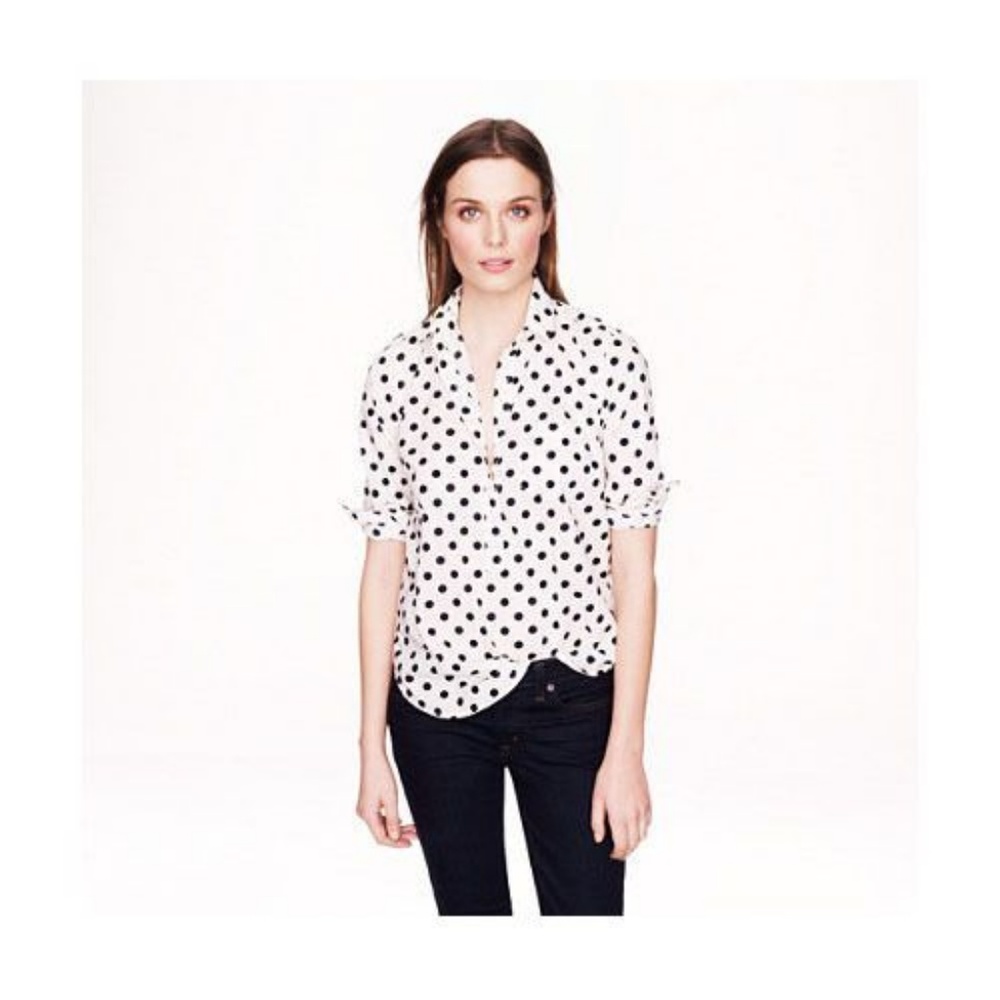 SOLDJ Crew Factory Polka Dot Pullover Top SIZE XXS - Picture 3 of 4